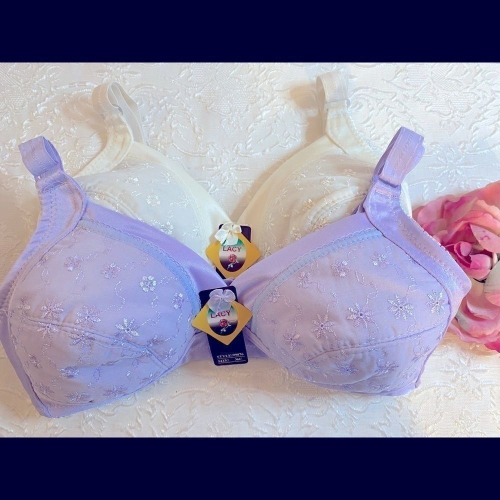 🛍Lacy assorted Embroidery Floral Print Bras 36C